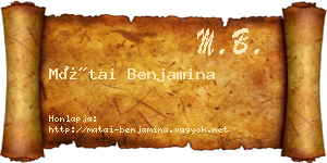 Mátai Benjamina névjegykártya